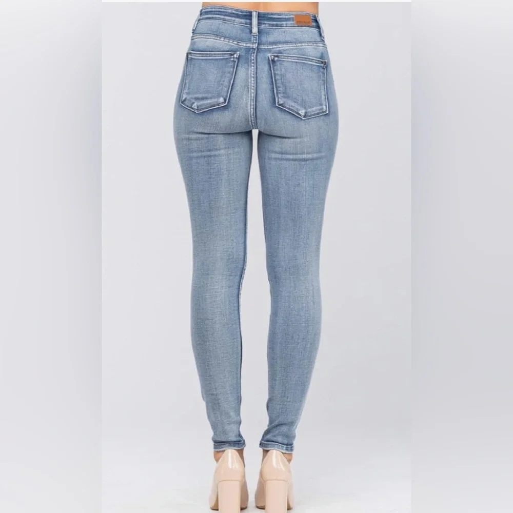 Judy Blue Los Angeles Women’s Sz 13|31‎ High Rise Heavy Handsand Skinny Jeans - Picture 3 of 17